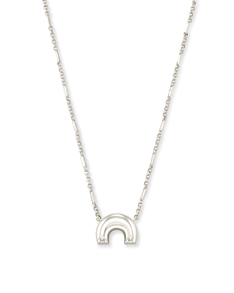Rainbow Silver Pendant Necklace in Pastel Mix image number 1